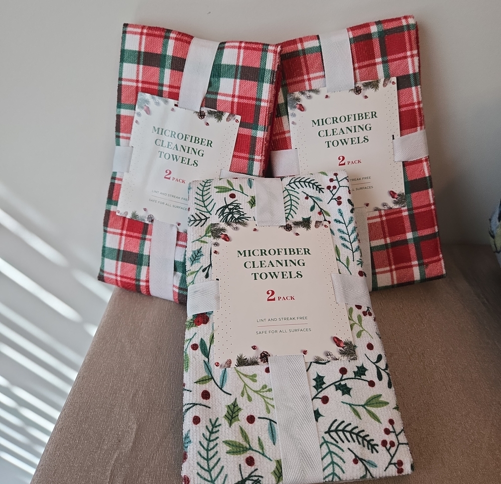 Christmas Microfiber Cleaning Towels Set of 3 Packs (6 Towels Total) Holiday Kit